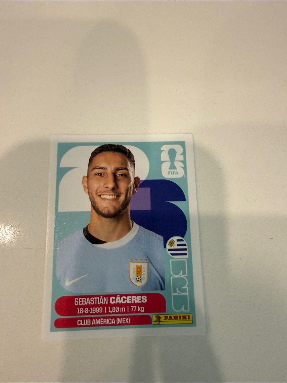 Panini Sebastián Cáceres Uruguay Football Trading Card - Light Blue